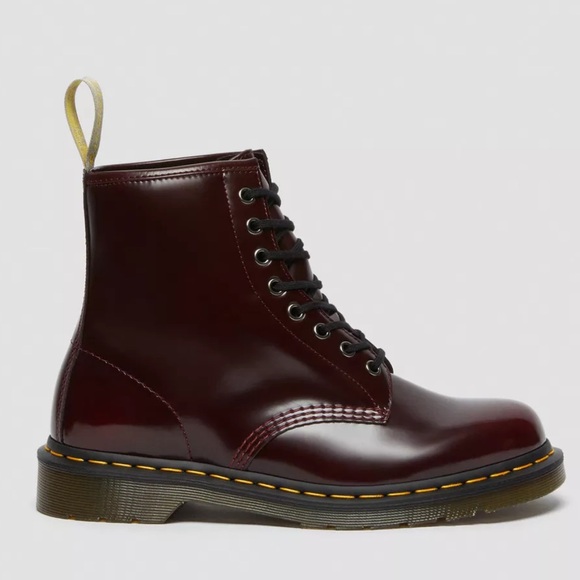 NEW Doc Martens Vegan 1460 Burgundy Cherry Red Oxford Rub Off Lace Up Boots W 5 - Picture 2 of 7